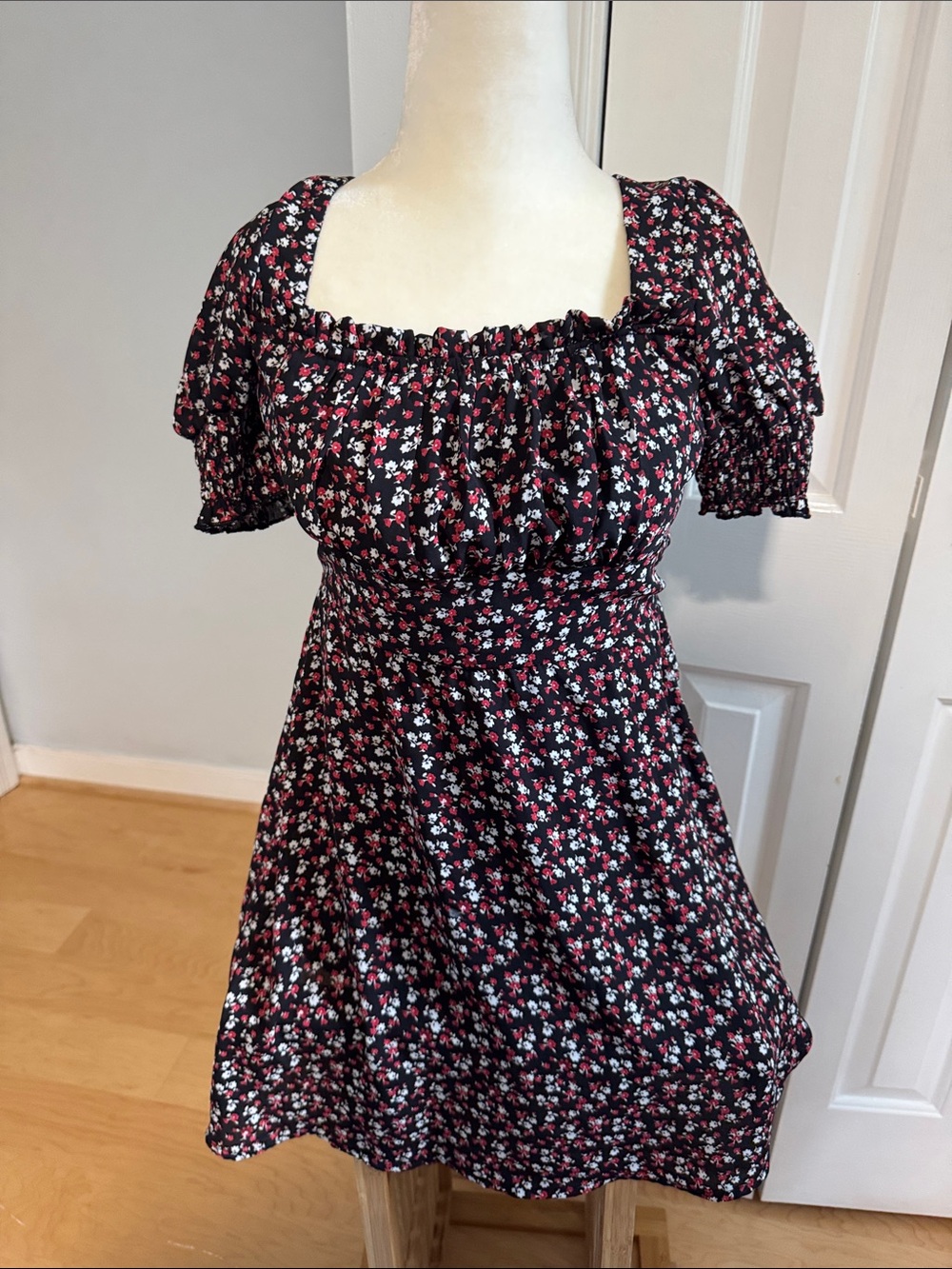 Trixxi Black Mini Dress with Pink and White Floral Print